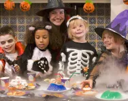 Kids in costume at Halloween party