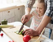 Parent cooking with child