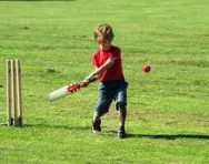 Boy playing cricket