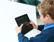 Child playing on tablet