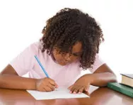 Child writing a poem