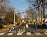 Children crossing the road