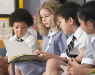 Children reading in classroom