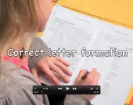 Correct letter formation in handwriting video