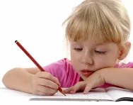 Girl practising handwriting