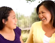 Mother and daughter talking