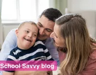 Child with down syndrome with parents