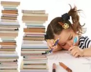 Little girl studying hard