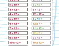 12 times table practice drill worksheet