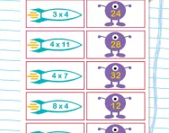 4 times table matching challenge worksheet