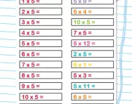 5 times table practice drill worksheet