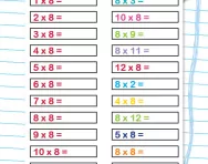 8 times table practice drill worksheet