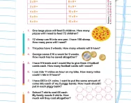 9 times table word problems worksheet