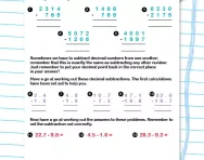 Borrowing and decimal subtractions worksheet