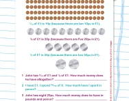 Fractions and money worksheet