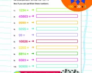 Partitioning numbers up to five digits worksheet