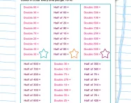 Doubles and halves of two- and three-digit numbers worksheet