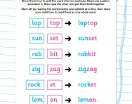 Reading two-syllable words worksheet