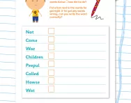 Spelling test check: high frequency words worksheet