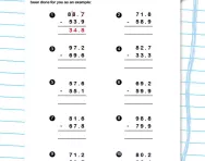 Subtracting decimal numbers worksheet