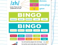 The /zh/ phoneme mini bingo (Phase 5 phonics) worksheet