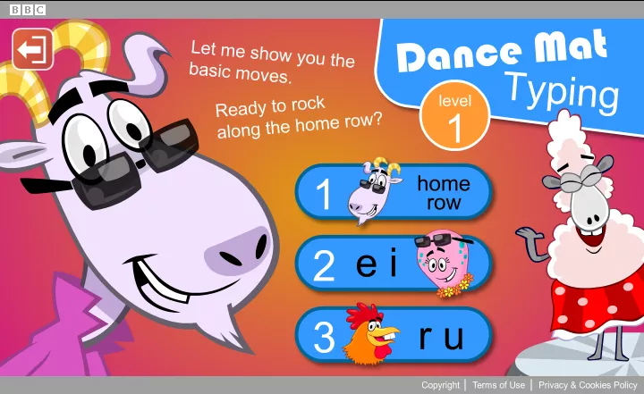 BBC Bitesize's Dance Mat Typing