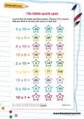 10 times table quick quiz worksheet