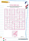 12 times table maze worksheet