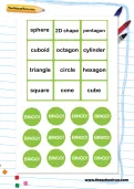 2D and 3D shape bingo worksheet
