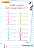 3 times table speed grids worksheet