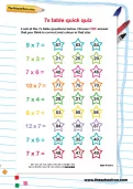 7 times table quick quiz worksheet