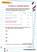 8 times table as repeated addition worksheet
