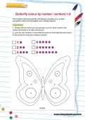 Butterfly colour by number: numbers 1-6