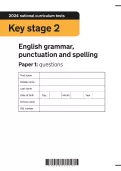 Cover for KS2 English paper 2024