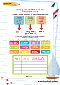 Adding the suffixes -s or -es to form the plural worksheet