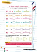 Bridging through 10: subtraction worksheet