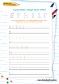 Handwriting worksheet: capital letters (straight lines) E F H I L T