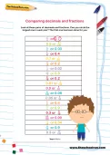 Comparing decimals and fractions worksheet