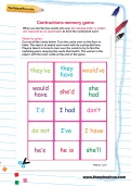 Contractions memory game worksheet