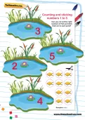 Counting and sticking numbers 1 to 5 worksheet