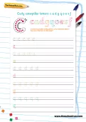 Handwriting worksheet: curly caterpillar letters