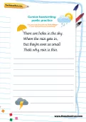 Cursive handwriting: poetic practice worksheet