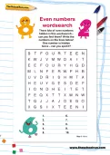Even numbers wordsearch