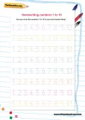 Handwriting numbers 1 to 10 worksheet