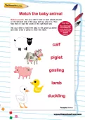 Match the baby animal worksheet