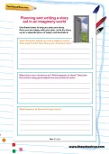 Planning and writing a story set in an imaginary world worksheet