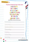 Practise writing the days of the week