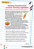 Reading comprehension practice: Growing vegetables worksheet