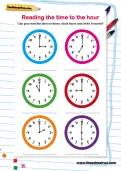 Reading the time to the hour worksheet