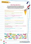 Selecting adjectives football worksheet